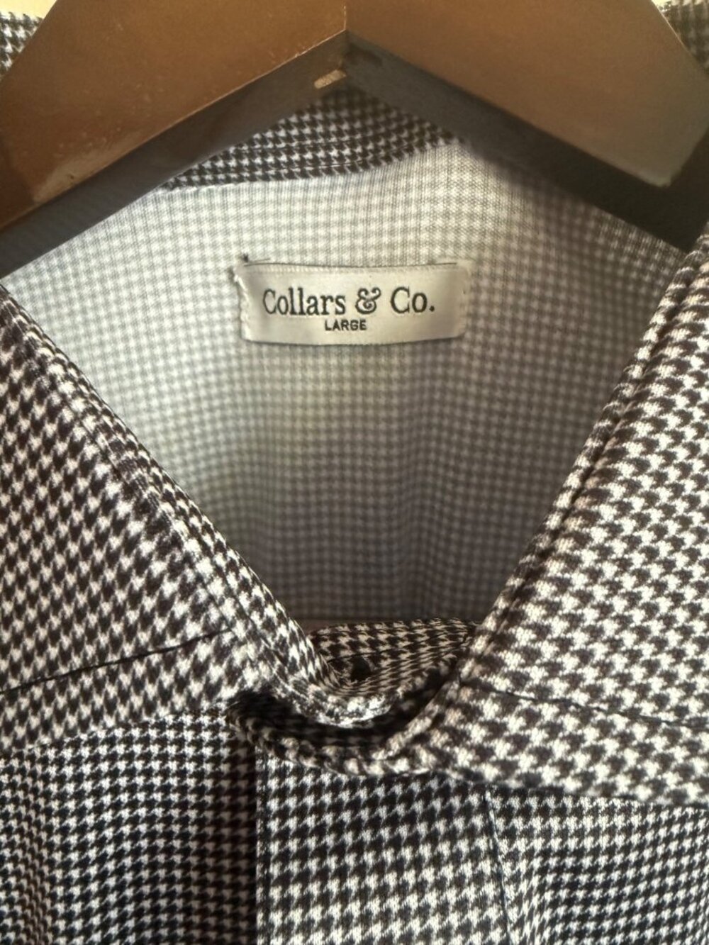 Collars & Co. Mens Black/White Checkered Dress golf Polo Shirt Size Large - Picture 6 of 9